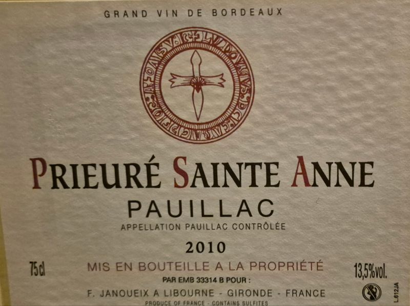 Pauillac Prieure Sainte Anne 2010