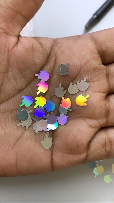 Middle finger holographic glitter