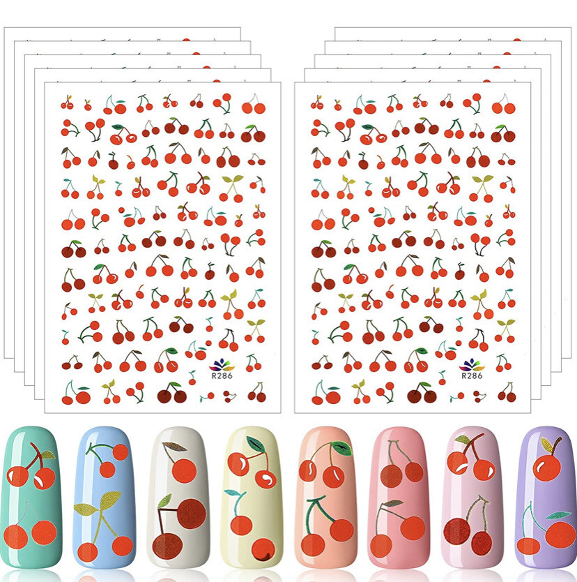 Cherry Nail Stickers 3D