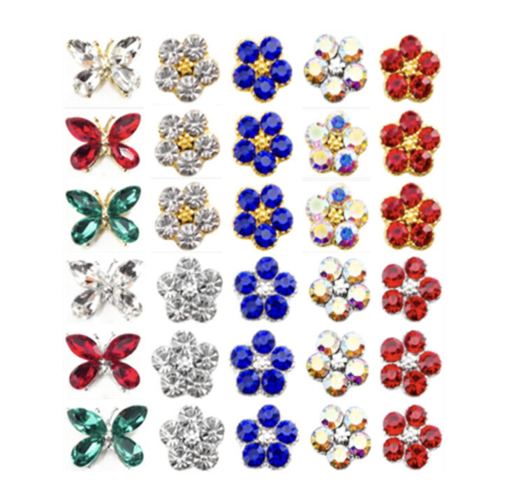 3D Luxury Metal Alloy Crystals flowers and butterfly