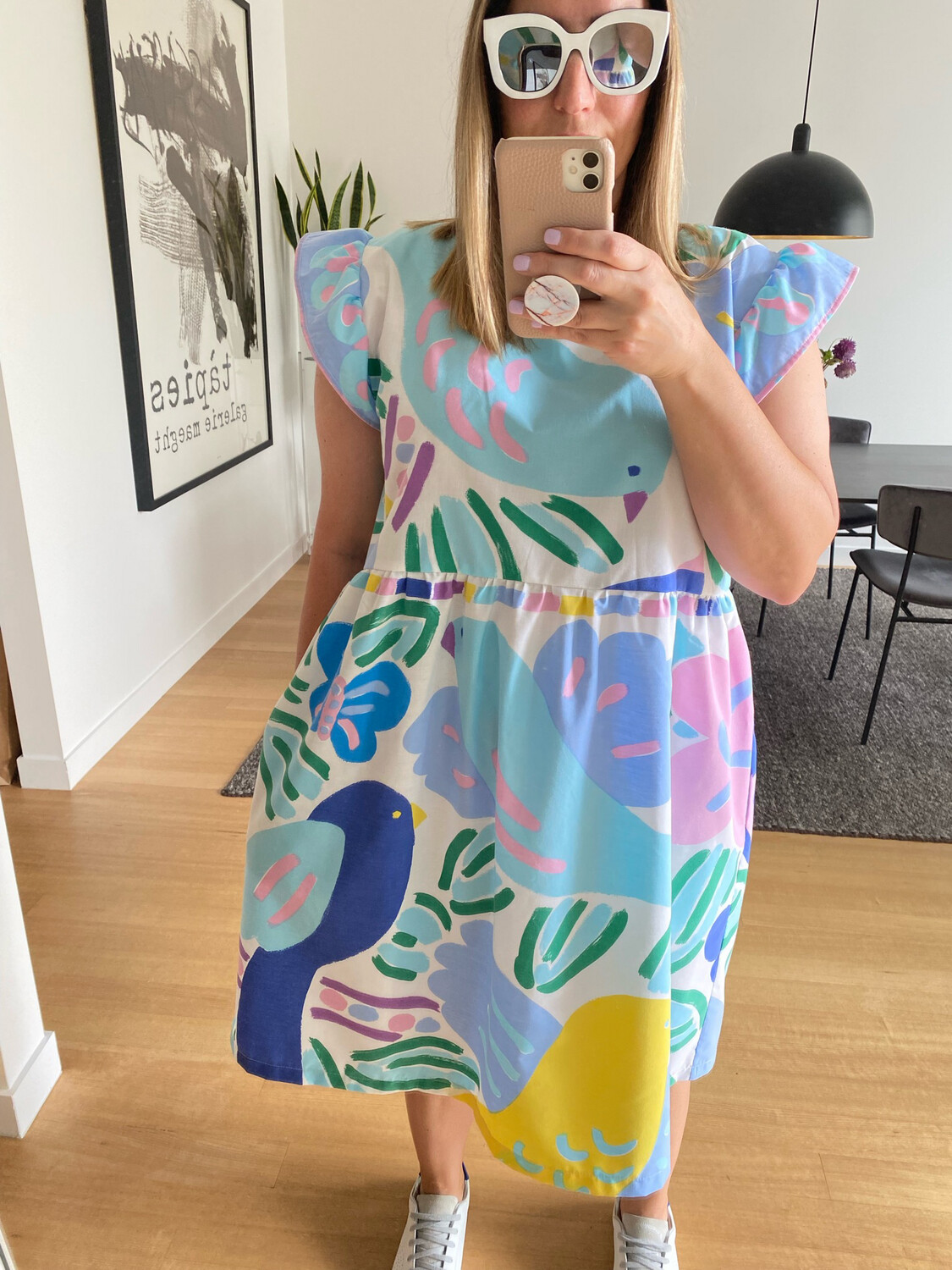 Ken Done Birds Frilly Smock Dress