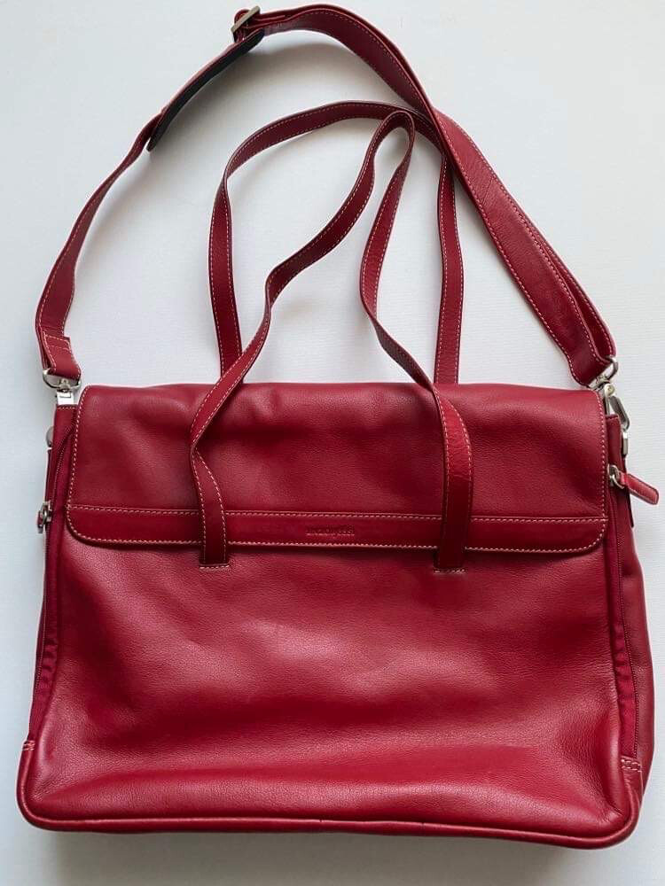 Enzo Rossi Red Leather Messenger Bag