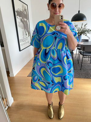 Blue Retro Smock Dress