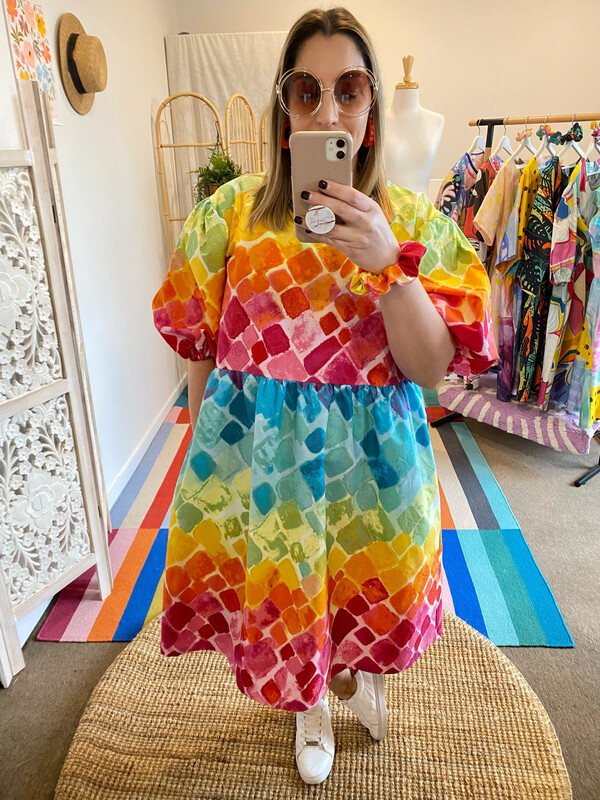 Rainbow Scales Smock Dress