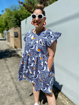 Seagulls Frilly Smock Dress