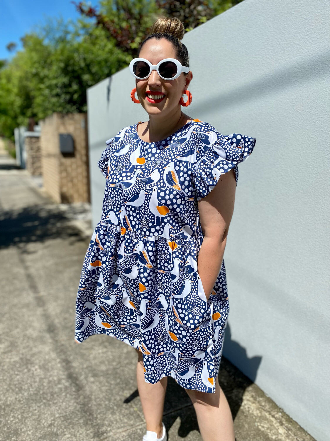 Seagulls Frilly Smock Dress