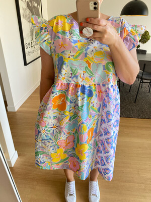 Ken Done Lattice Floral Smock Dress