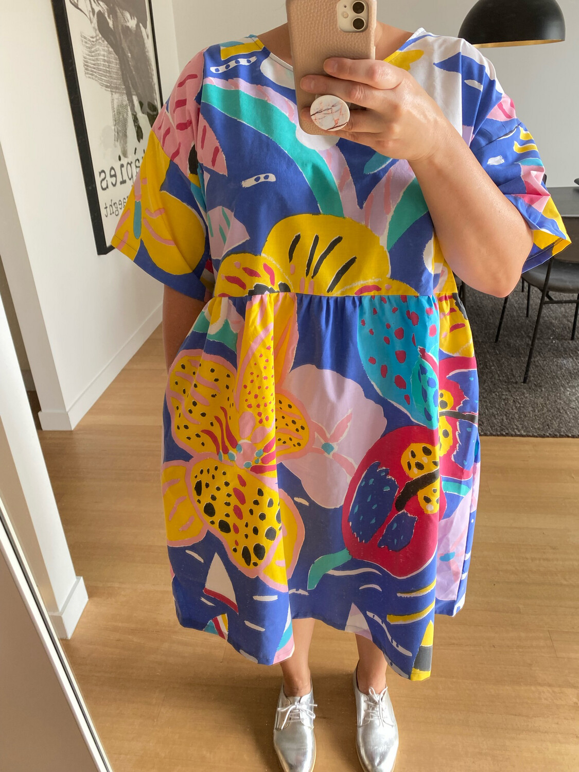 Ken Done Blue Floral Smock Dress