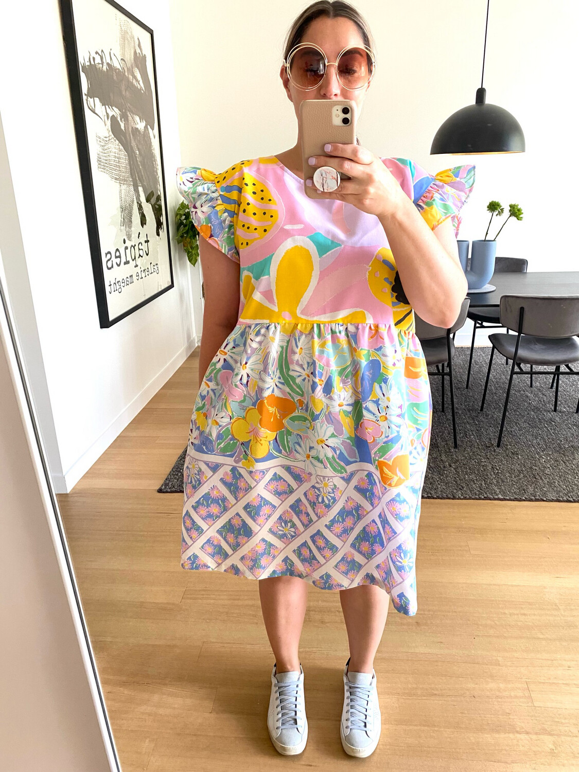 Ken Done Pink Lattice Smock Dress