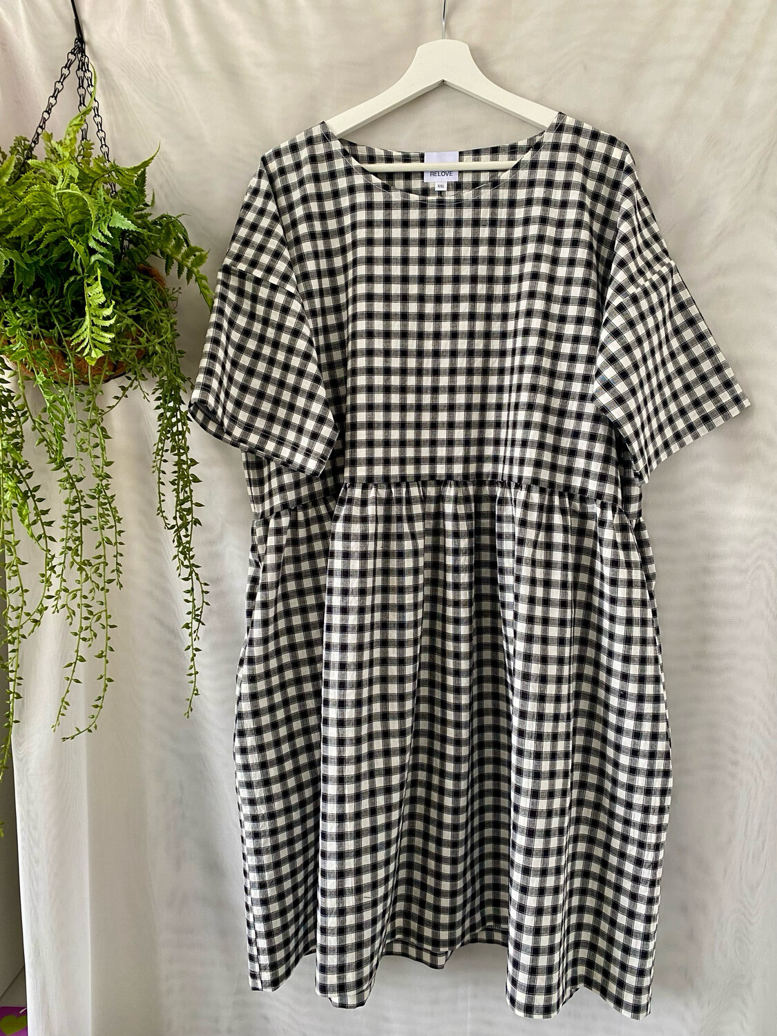 Gingham Seersucker Smock Dress