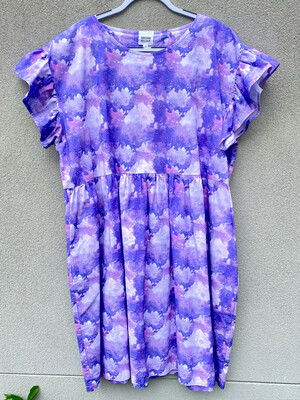 Lilac Galaxy Frilly Smock Dress XXL