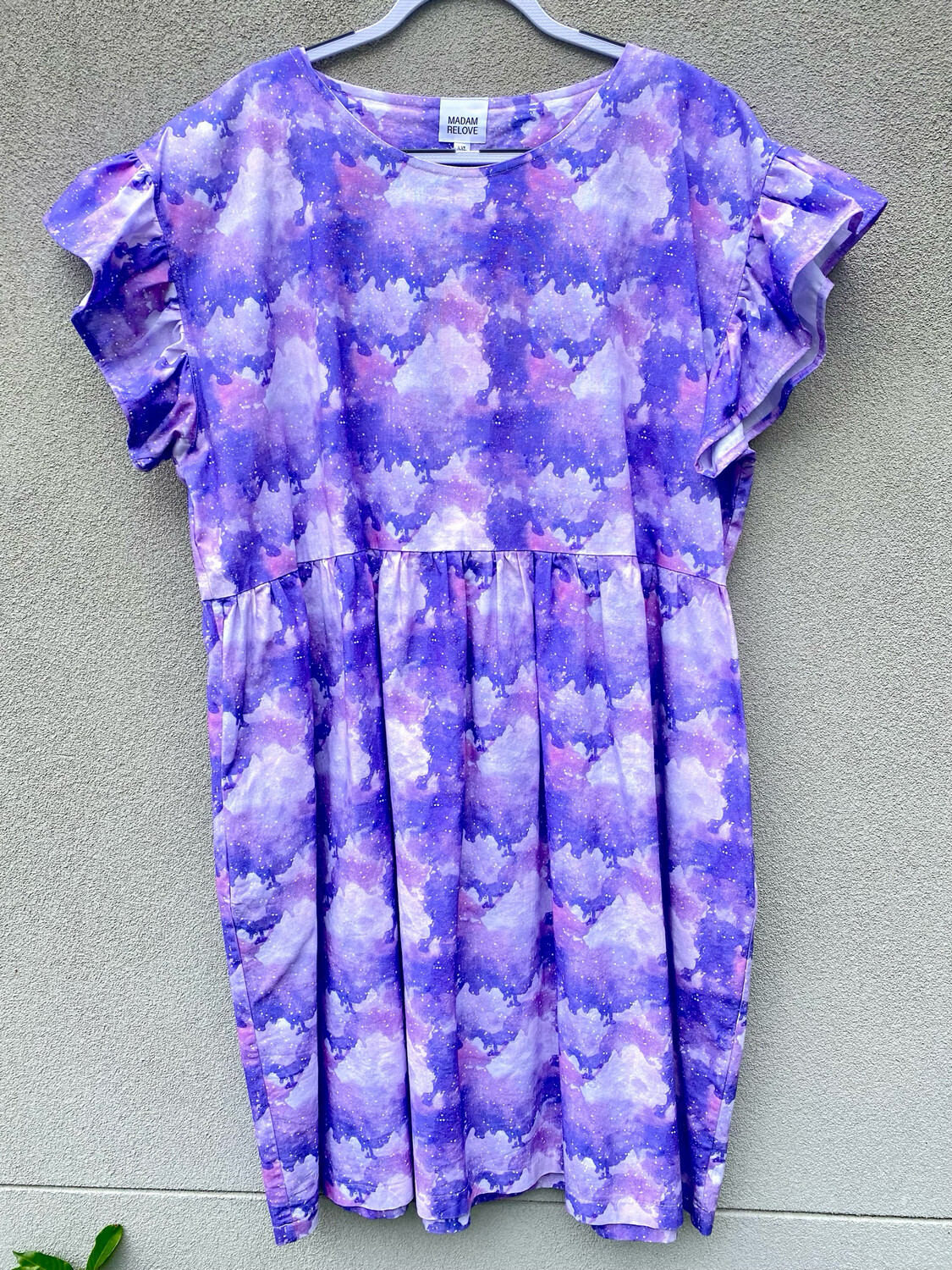 Lilac Galaxy Frilly Smock Dress XXL