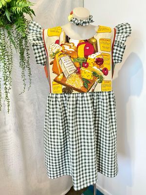 Cheese Tea Towel Gingham Smock Dress