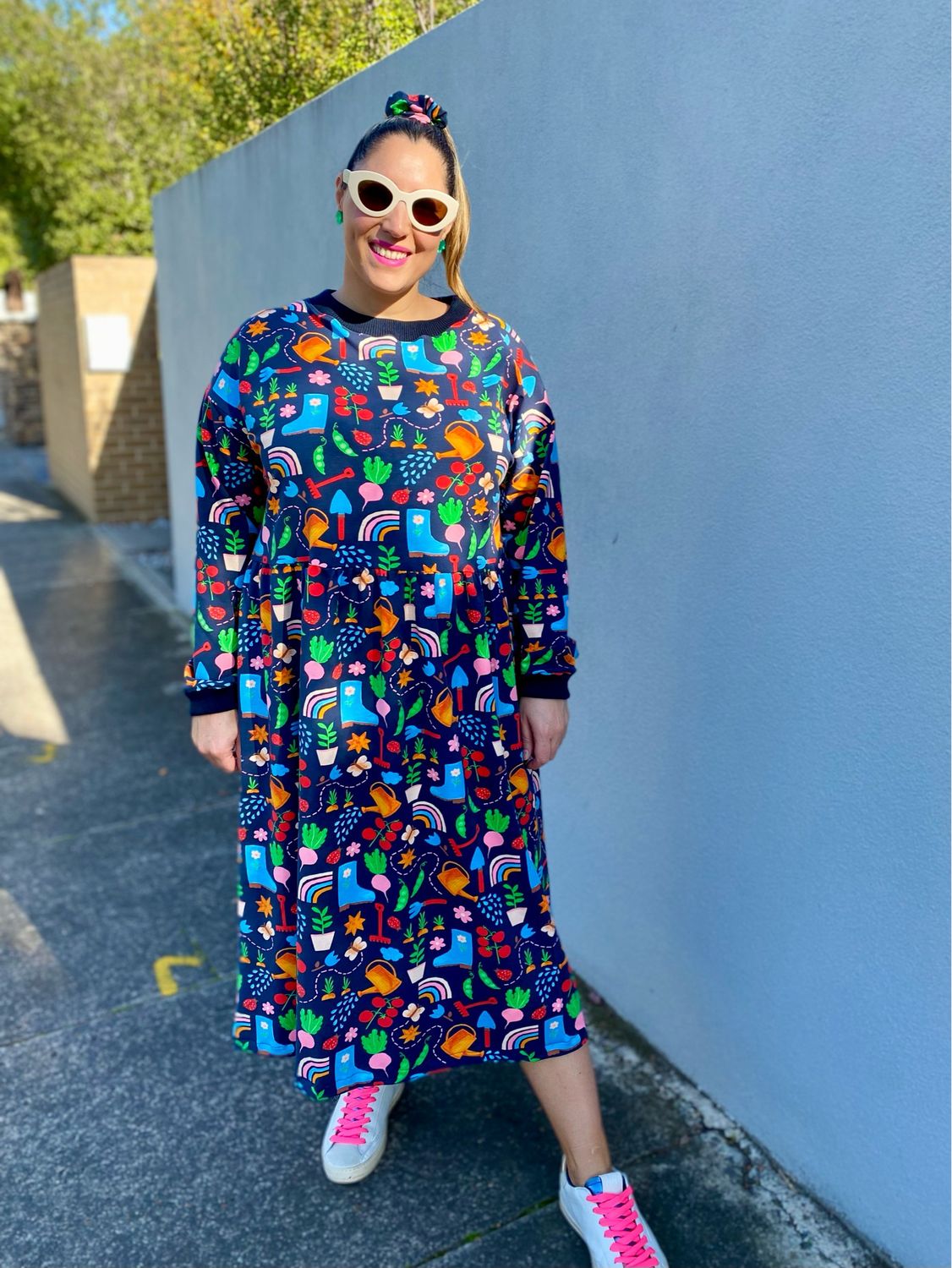 Gardening Navy Winter Stretch Smock Dress