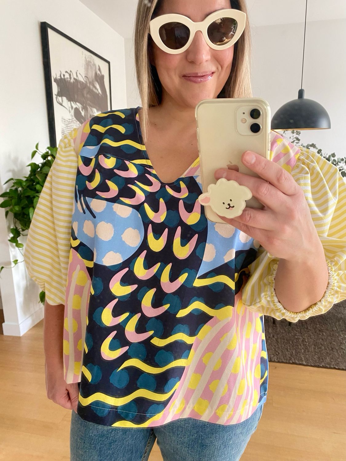 Spots &amp; Stripes Gorman Fabric Puff Sleeve Top XL