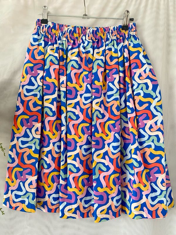 Blue Squiggles Skirt S