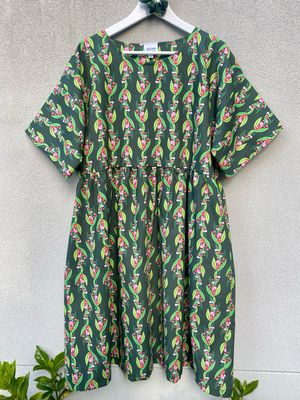 Christmas Mistletoe Dark Green Smock Dress