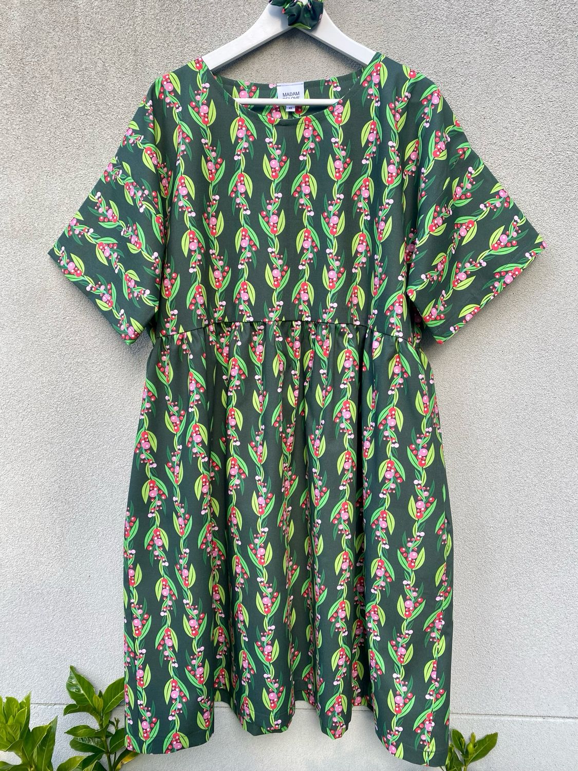 Christmas Mistletoe Dark Green Smock Dress