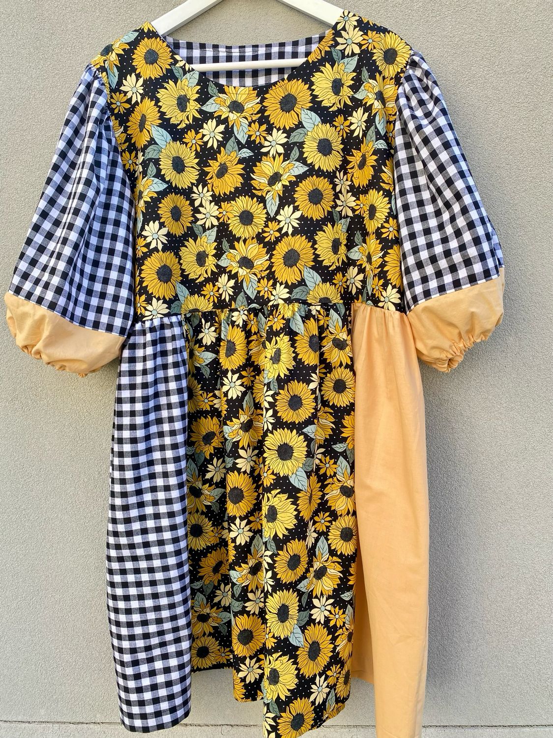 Sunflowers Patchwork Smock Dress