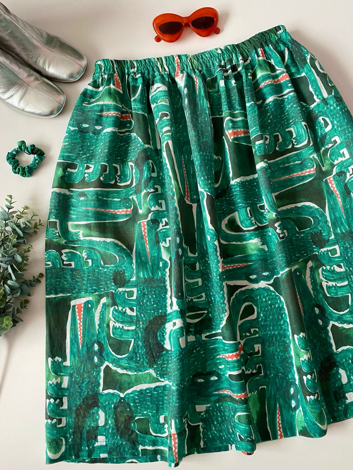 Variety Hour Crocodiles Midi Skirt XL