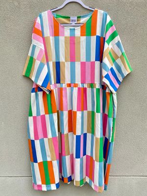 Rainbow Check Smock Dress