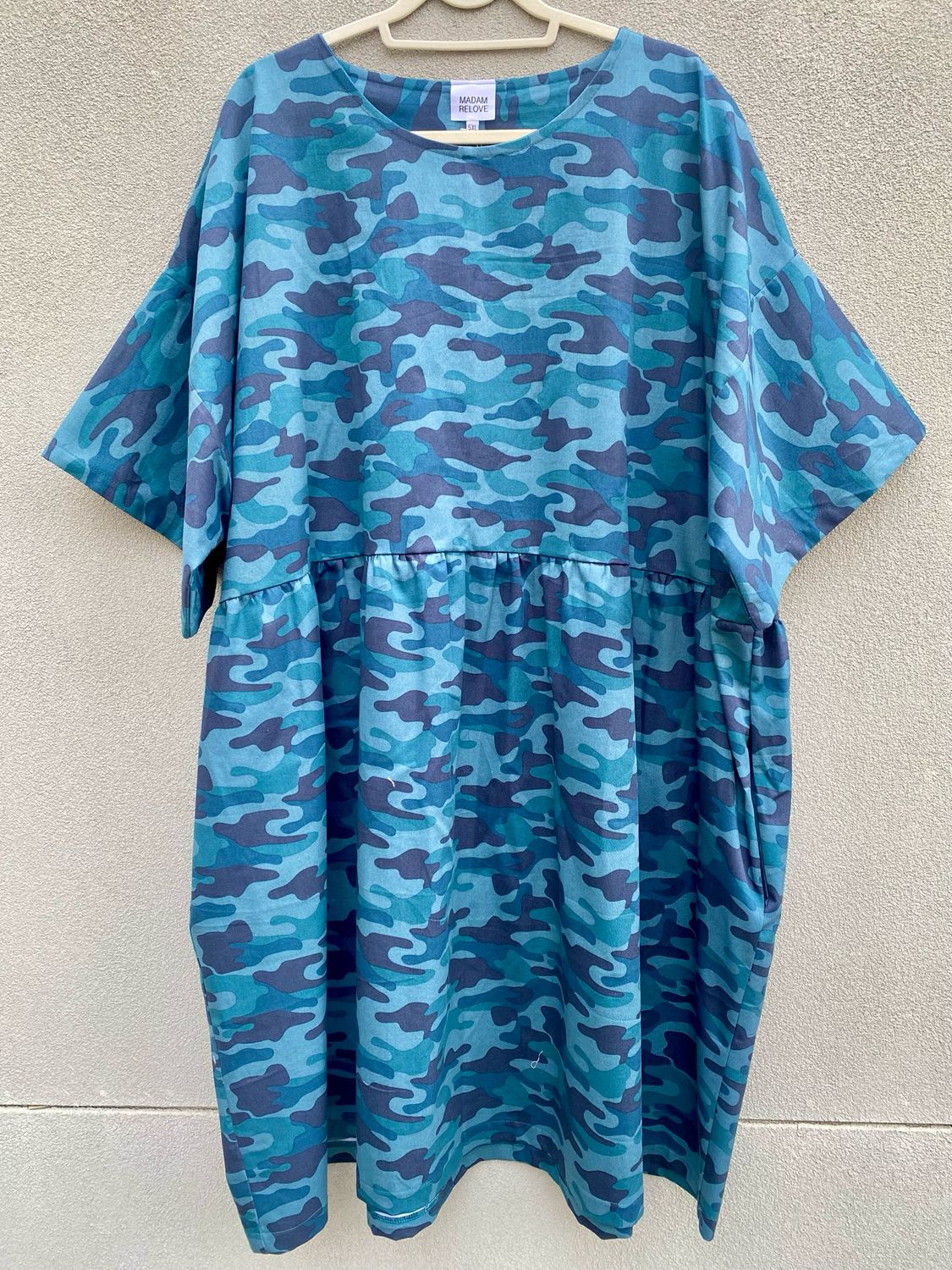 Blue Camouflage Smock Dress 5XL