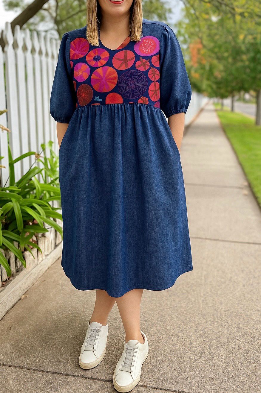 Denim Tomatoes Smock Dress