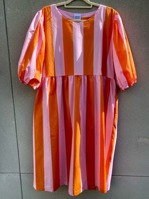 Pink Orange Candy Stripes Smock Dress