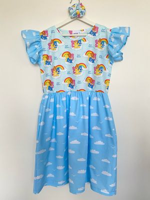 Care Bears Clouds Light Blue Smock Dress