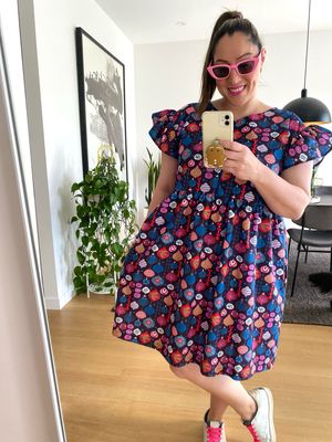 Christmas Baubles Black Smock Dress