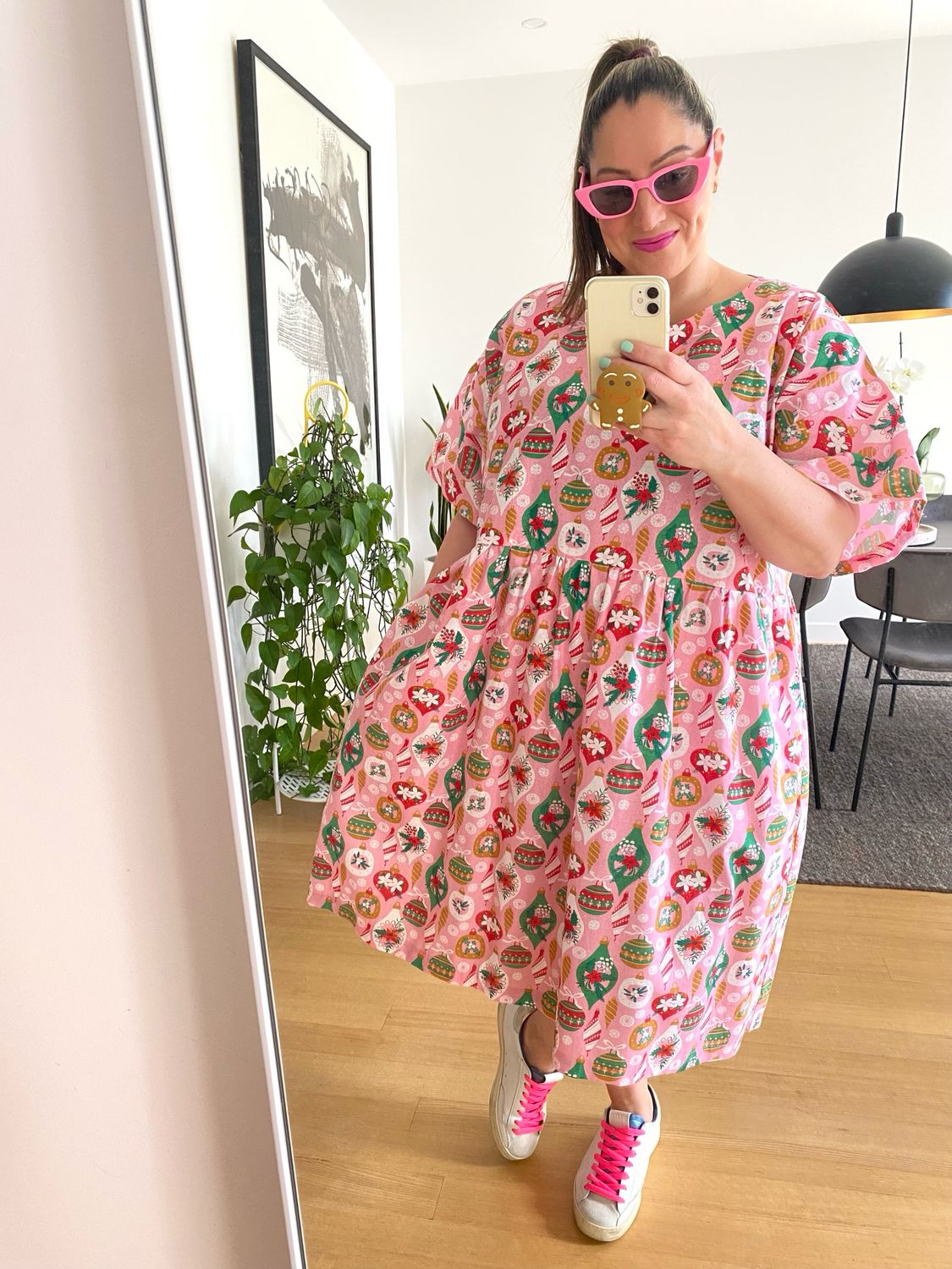 Christmas Baubles Pink Smock Dress XXL