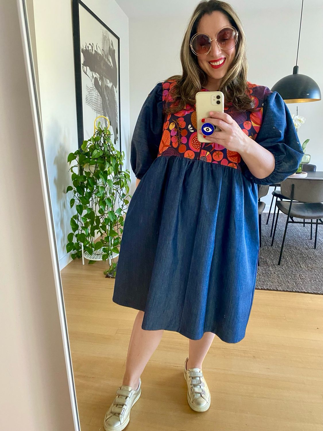 Denim Tomatoes Beets Pears Smock Dress