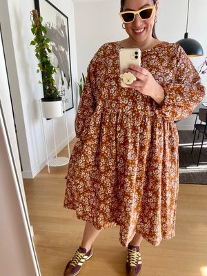 Ditzy Florals Brown Smock Dress XXL