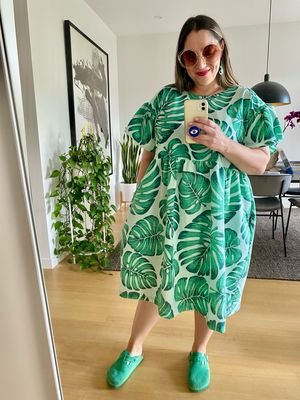 Monstera Flutter Smock Dress