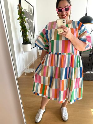 Rainbow Check Smock Dress L &amp; XXL