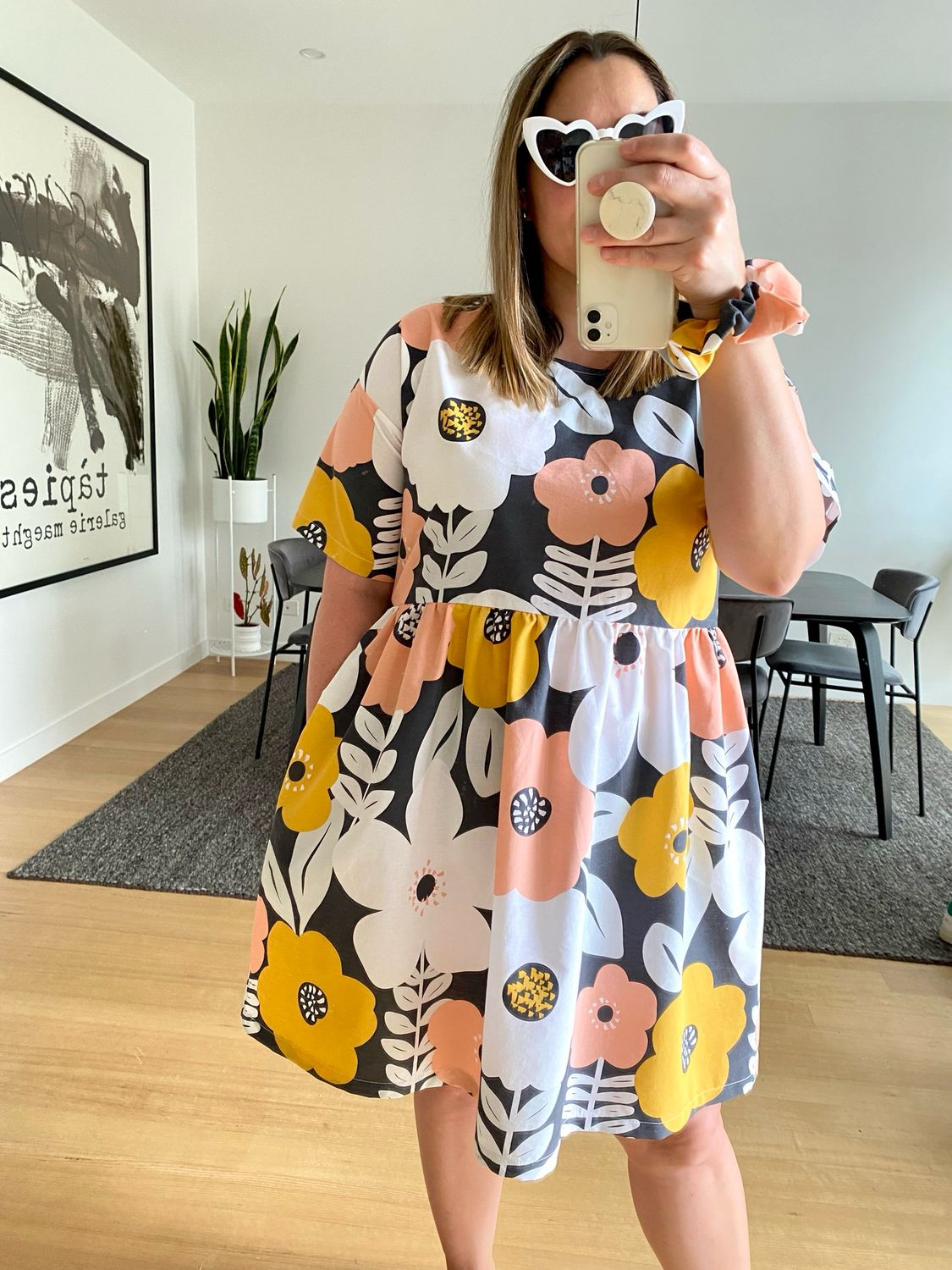 Scandi Poppies Floral Smock Dress