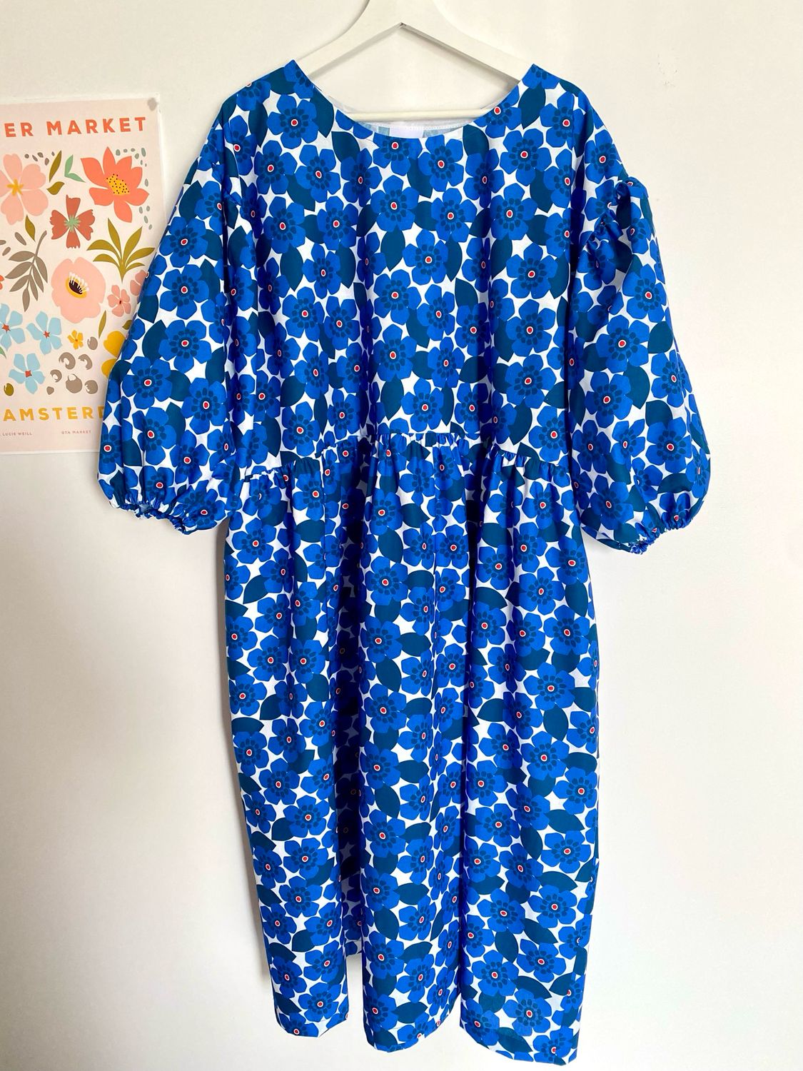 Periwinkles Blue White Floral Smock Dress
