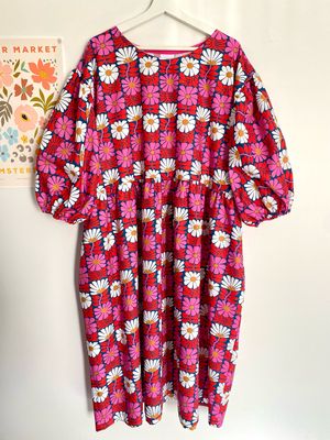 Daisies Pink Blue Floral Smock Dress