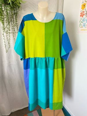 Aquamarine Squares Smock Dress