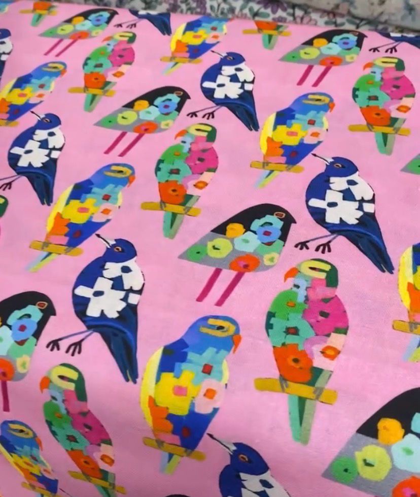 Birds Pink Smock Dress