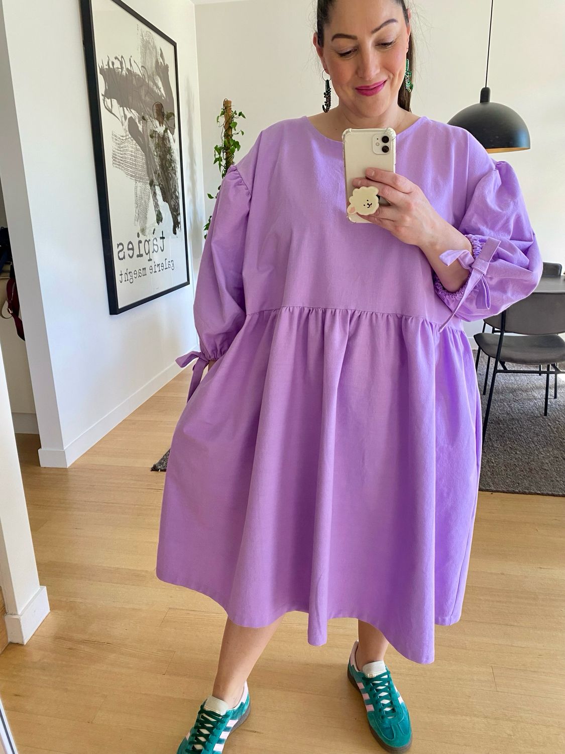 Lilac Puff Sleeve Smock Dress 3XL