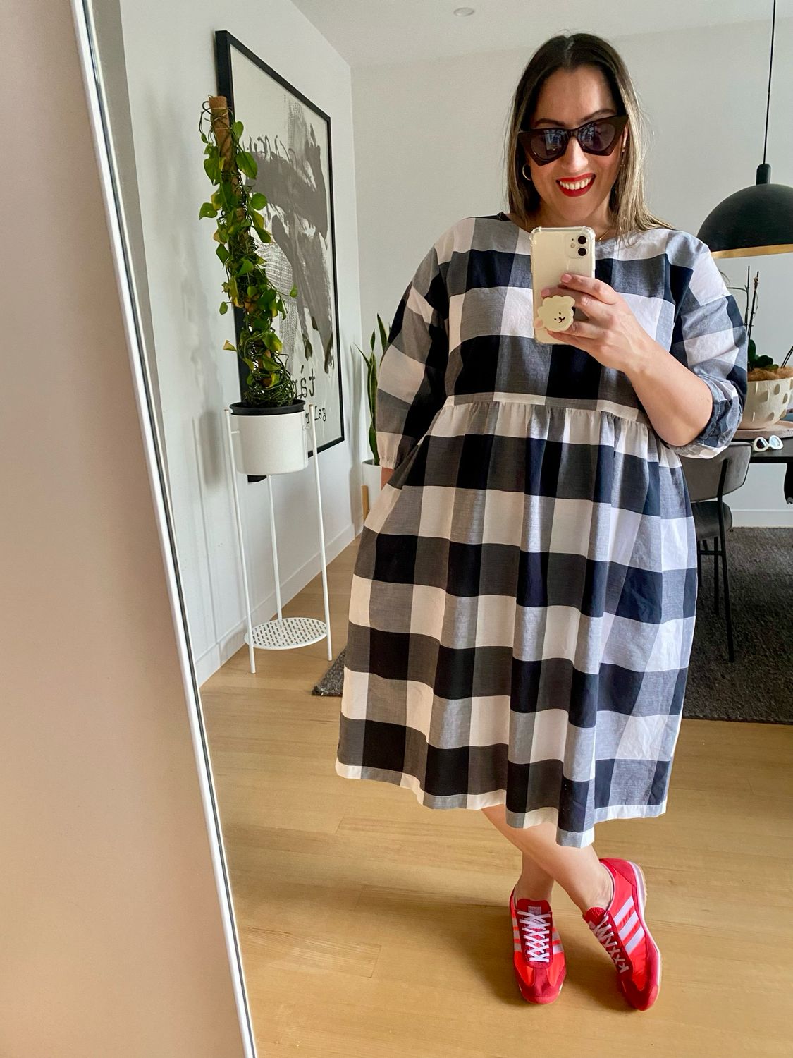 Black And White Check Smock Dress L