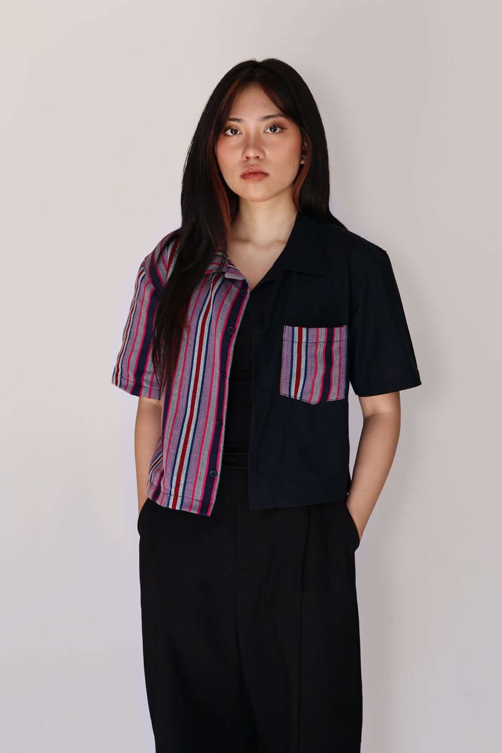 Dominga Cropped Camp Shirt in Ayusep (Violet)