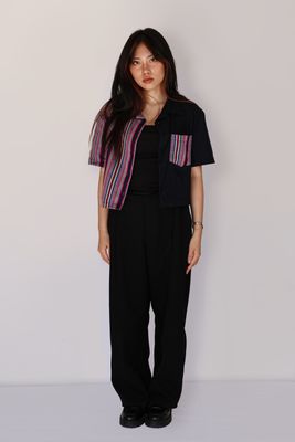 Dominga Cropped Camp Shirt in Ayusep (Violet)