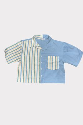 Dominga Cropped Camp Shirt in Bughaw (Sky Blue)