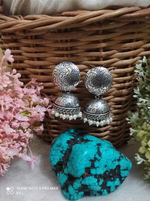 Oxidized Jhumka Earrings 