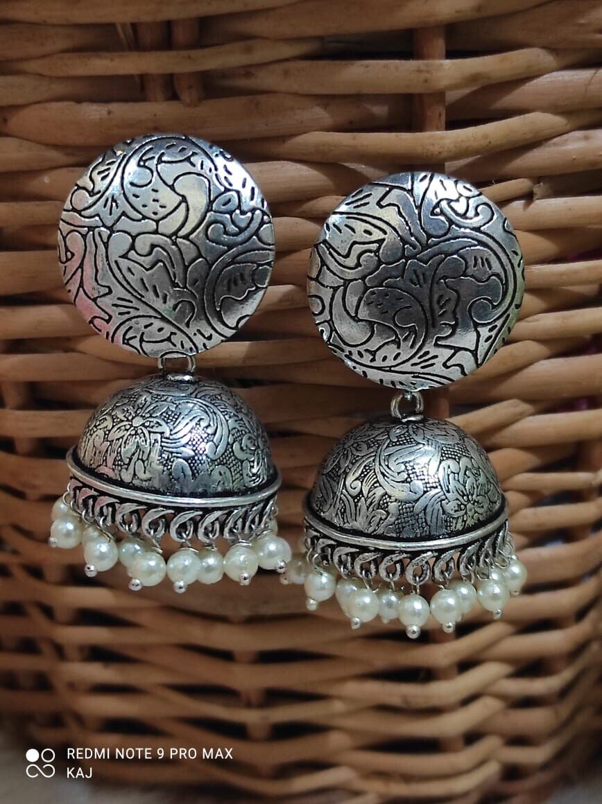Oxidized Jhumka Earrings 