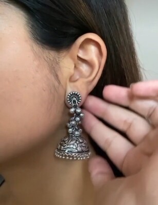 Silver Look-alike Ghungroo Jhumkas