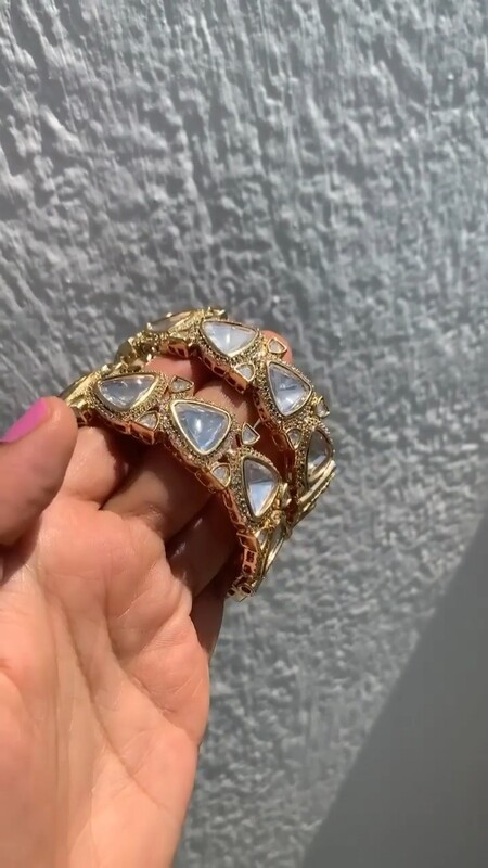 Ahmedabadi Gold Kundan Bangles