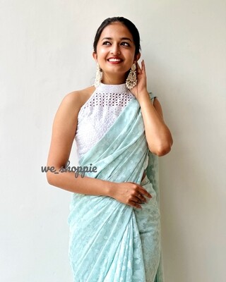 Gowri&#39;s Soft Georgette Saree With Lucknowi Blouse Material